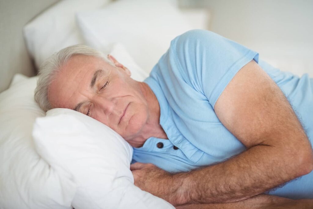 Elderly man getting sleep